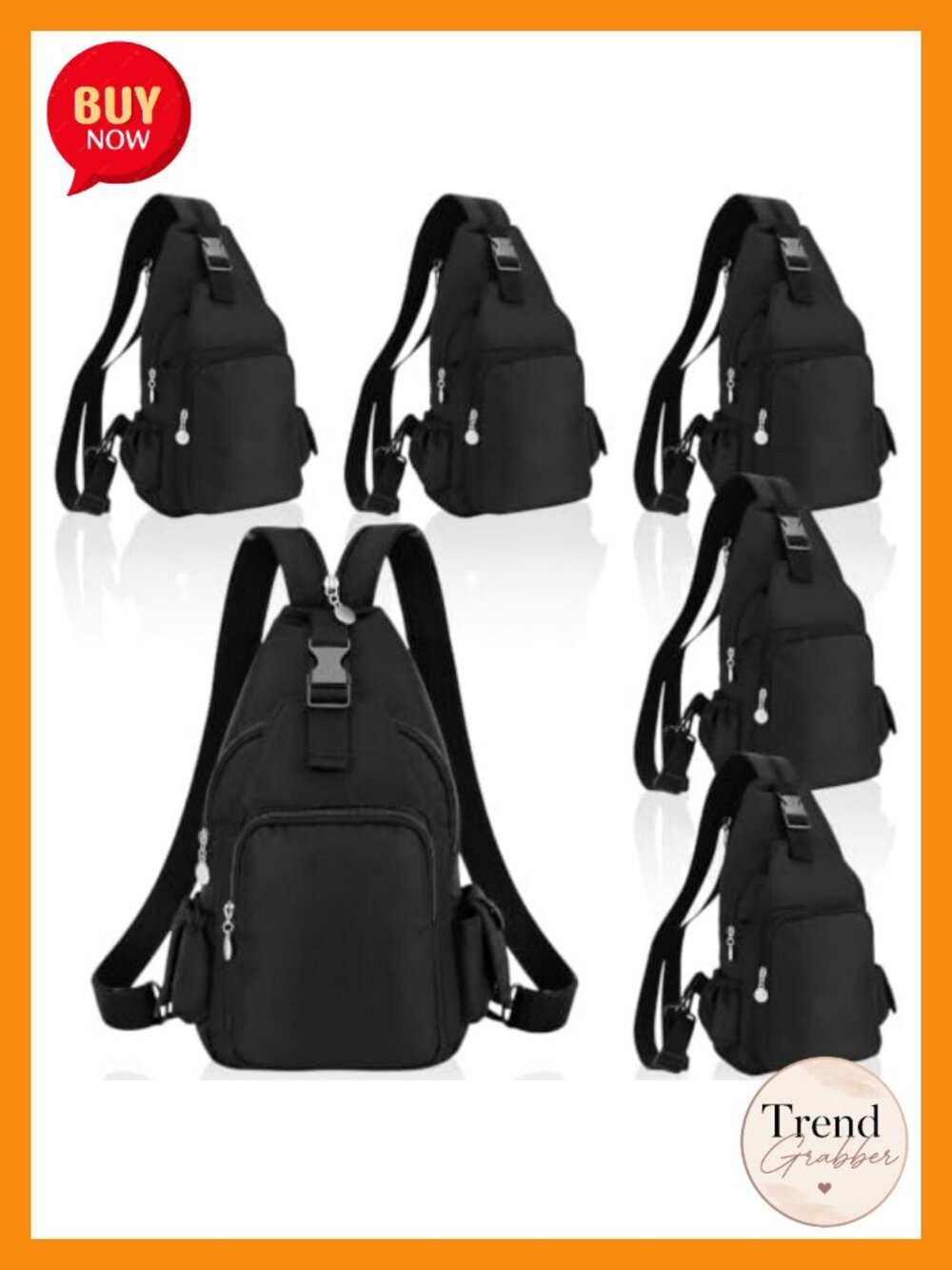 6 Pack Convertible Sling Backpack Crossbody Bag Multi Pocket Waterproof